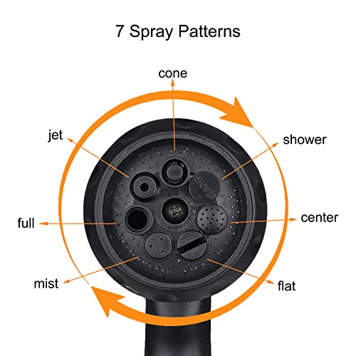 Garbnoire Heavy Duty Garden Hose Steel Nozzle Water Spray Gun With 1/2 Inch Connector High Pressure 7 Pattern For Gardening, Flower, Plants, Lawn, Bike| Multi Use Cleaning, Showering Pet, and Washing Cars - Black(Pack of 1) - Image 5