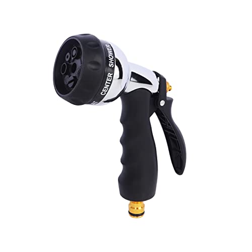 Garbnoire Heavy Duty Garden Hose Steel Nozzle Water Spray Gun With 1/2 Inch Connector High Pressure 7 Pattern For Gardening, Flower, Plants, Lawn, Bike| Multi Use Cleaning, Showering Pet, and Washing Cars - Black(Pack of 1) - Image 2