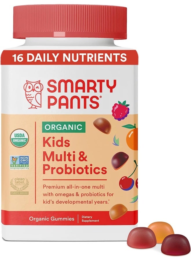 SmartyPants Organic Kids Multivitamin, Daily Gummy Vitamins: Probiotics, Vitamin C, D3, Zinc, & B12 For Immune Support, Energy & Digestive Health, Assorted Fruit Flavor, 120 Gummies, 30 Day Supply - Image 1