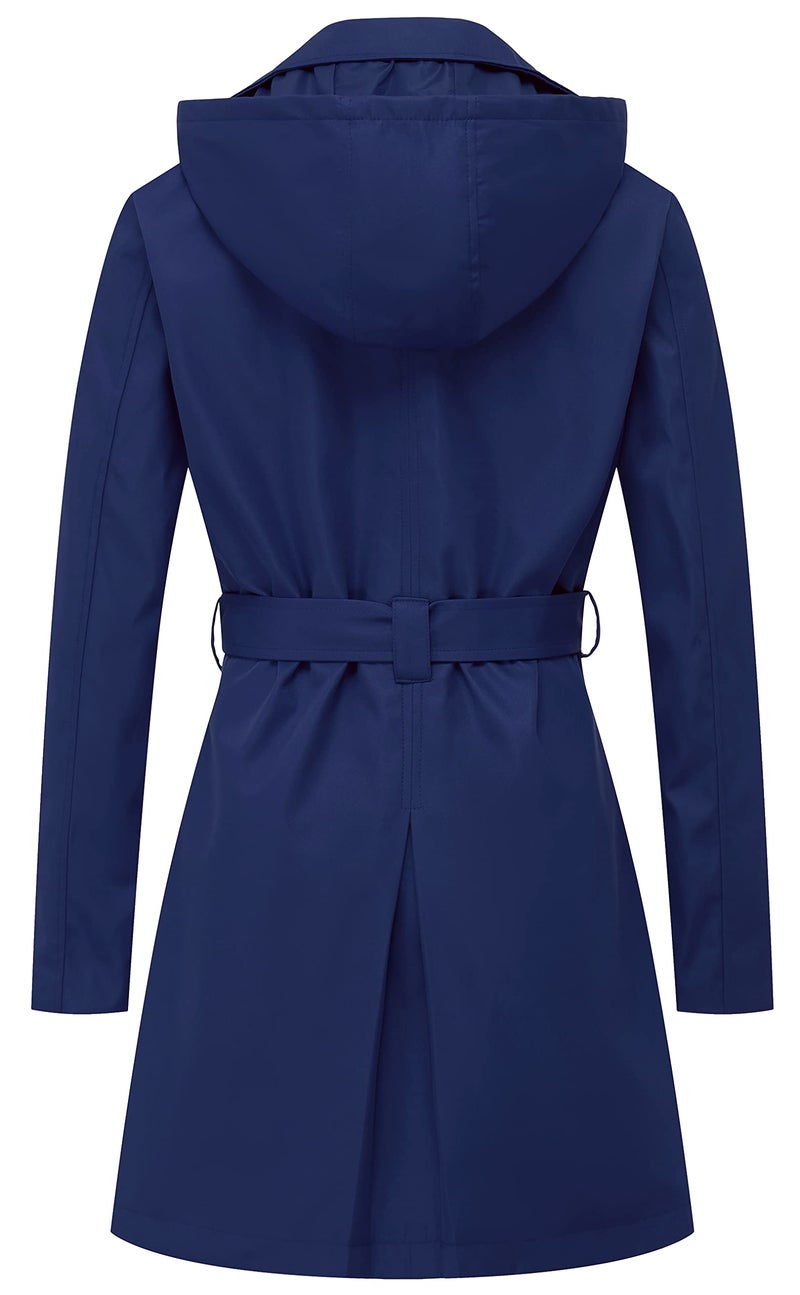 CREATMO US Women's Dress Coats Ladies Medium Long A-Line Loose Jacket Navy M - Image 2