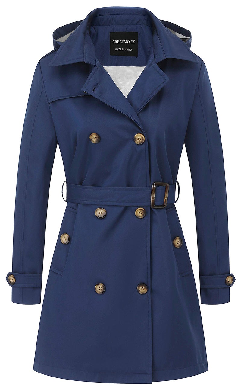 CREATMO US Women's Dress Coats Ladies Medium Long A-Line Loose Jacket Navy M - Image 1