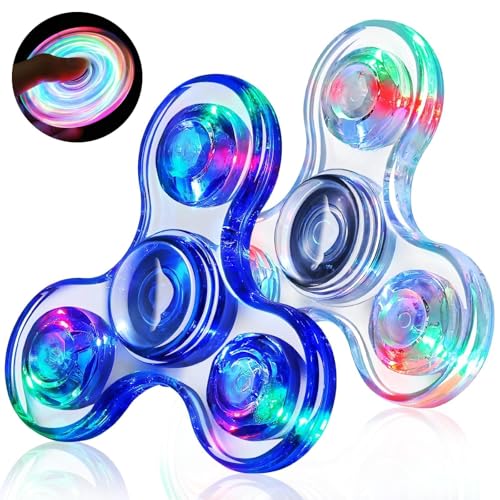Gigilli Fidget Spinners for Kids 2 Pack Light up Sensory Fidget Toys Adults Kid 4812 Glow in The Dark ADHD Autism Toys 57 Boys Girls LED Classroom Prizes Teen Boy Gifts for Kids Mini Fidgets - Image 1