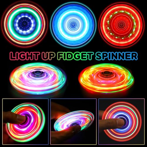 Gigilli Fidget Spinners for Kids 2 Pack Light up Sensory Fidget Toys Adults Kid 4812 Glow in The Dark ADHD Autism Toys 57 Boys Girls LED Classroom Prizes Teen Boy Gifts for Kids Mini Fidgets - Image 5