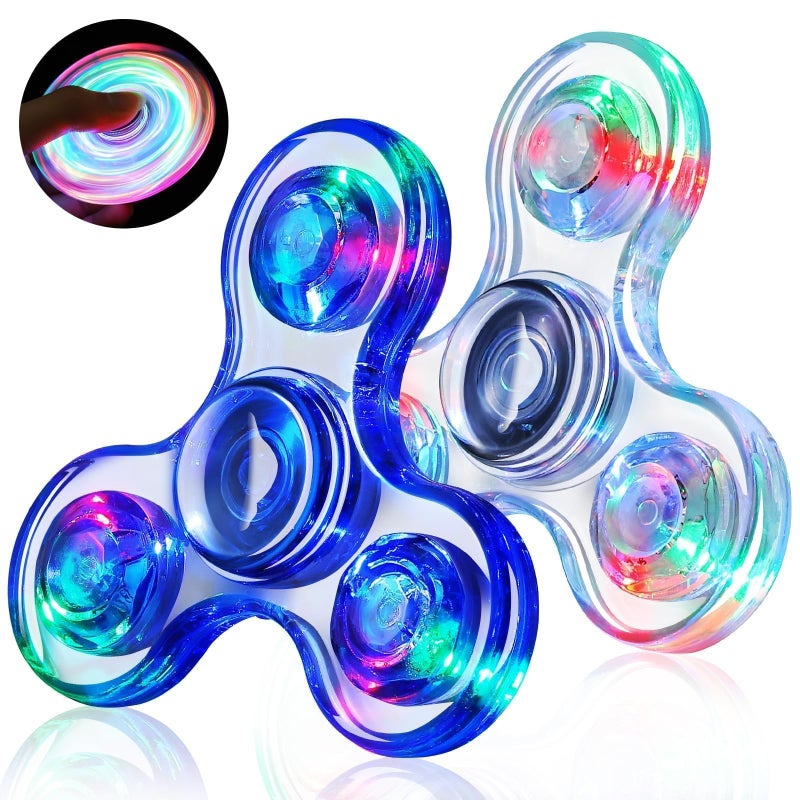 Gigilli Fidget Spinners for Kids 2 Pack Light up Sensory Fidget Toys Adults Kid 4812 Glow in The Dark ADHD Autism Toys 57 Boys Girls LED Classroom Prizes Teen Boy Gifts for Kids Mini Fidgets - Image 4