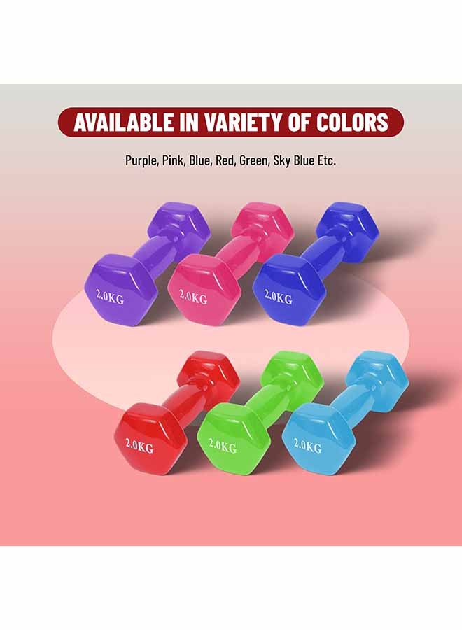 ENDLESS  Endless Vinyl Coated Fixed Dumbbell for Gym Exercises | Pair of 2 Kg ( 2 * 4.4 LB ) | Material : Iron with Vinyl Coat | Weights for Women and Men  - Image 3
