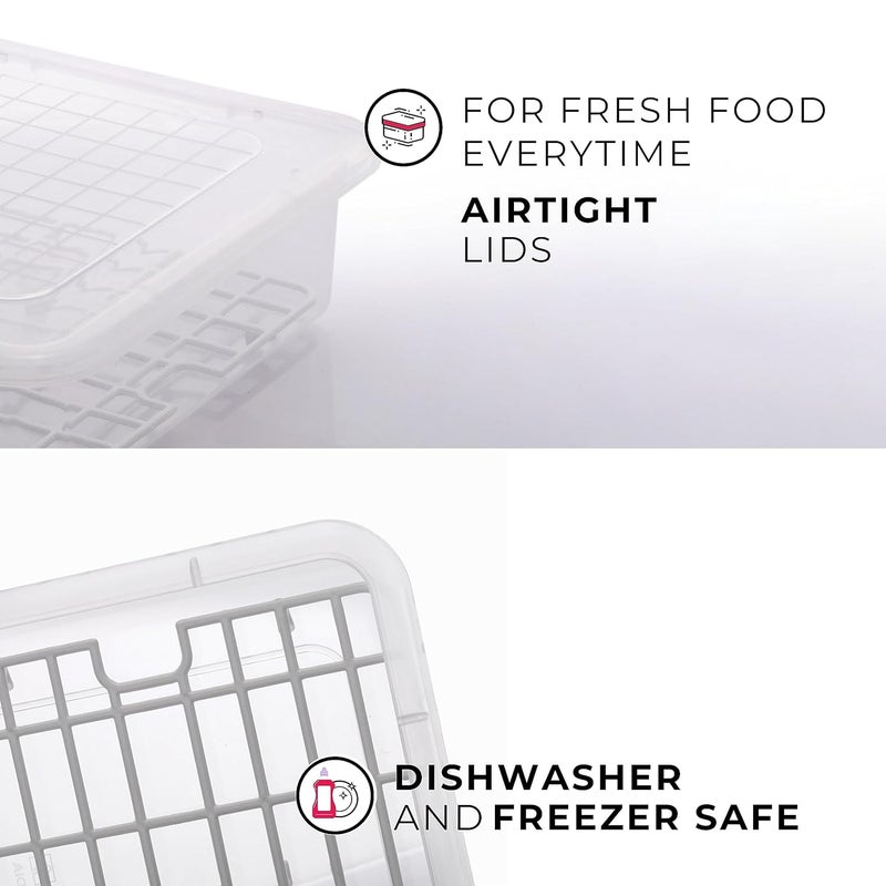 ROXA Fridge Storage Boxes Fridge Organizer with Removable Drain Plate and Lid Stackable Fridge Storage Freezer Storage Containers for Fish, Meat, Vegetables, Fruits (2500ML, Pack of 3) - Image 5