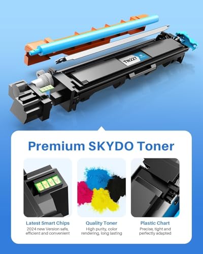 Skydo TN227 TN227BK/C/M/Y High Yield Toner Cartridge 4 Pack Compatible for Brother TN 227 TN223 TN-227 TN-223BK/C/M/Y Work for HL-L3270CDW MFC-L3770CDW MFC-L3710CDW HL-L3290CDW HL-L3210CW Printer (4 Pack ) - Image 3