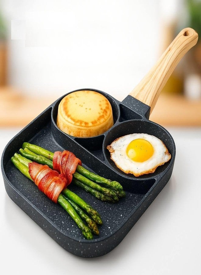 Ghini 3-Hole Nonstick Ceramic Fry Pan – Multi-Purpose Egg Cooker & Kadai Frying Pan, Nonstick Pan for Cooking Eggs, Breakfast, Snacks & Everyday Meals, Durable Ceramic Cookware - Image 1