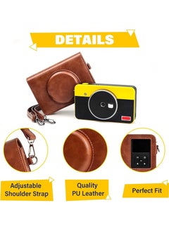 General PU Leather Camera Case with adjustable shoulder strap, PU leather case for Kodak C210R Mini Shot 2 Brown, vintage camera case  - Image 3
