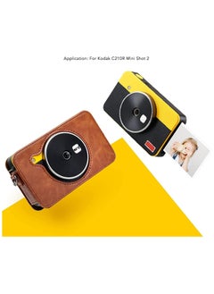 General PU Leather Camera Case with adjustable shoulder strap, PU leather case for Kodak C210R Mini Shot 2 Brown, vintage camera case  - Image 4