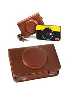General PU Leather Camera Case with adjustable shoulder strap, PU leather case for Kodak C210R Mini Shot 2 Brown, vintage camera case  - Image 5