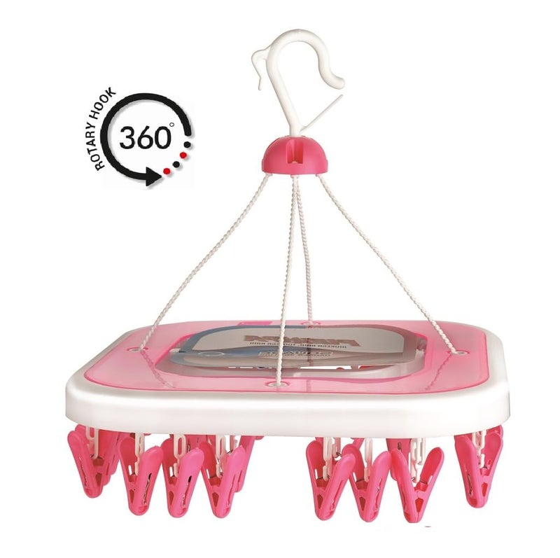 MOLTRES MOLTERS Pushpa 36 PinsClips Cloth Drying Hanger Plastic Square Shape Plastic Cloth Clips Pink 36 Clips - Image 2