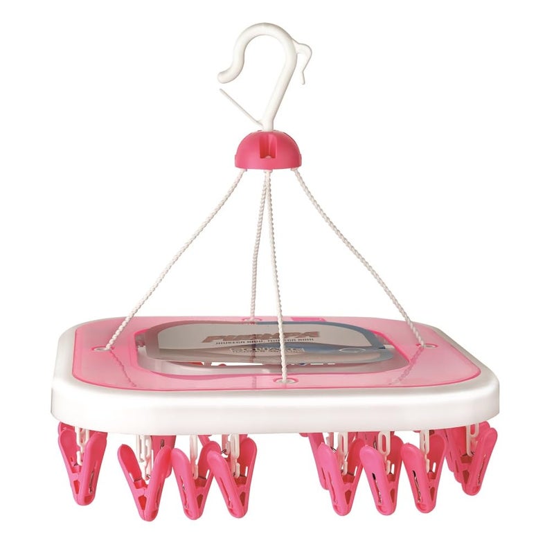 MOLTRES MOLTERS Pushpa 36 PinsClips Cloth Drying Hanger Plastic Square Shape Plastic Cloth Clips Pink 36 Clips - Image 1