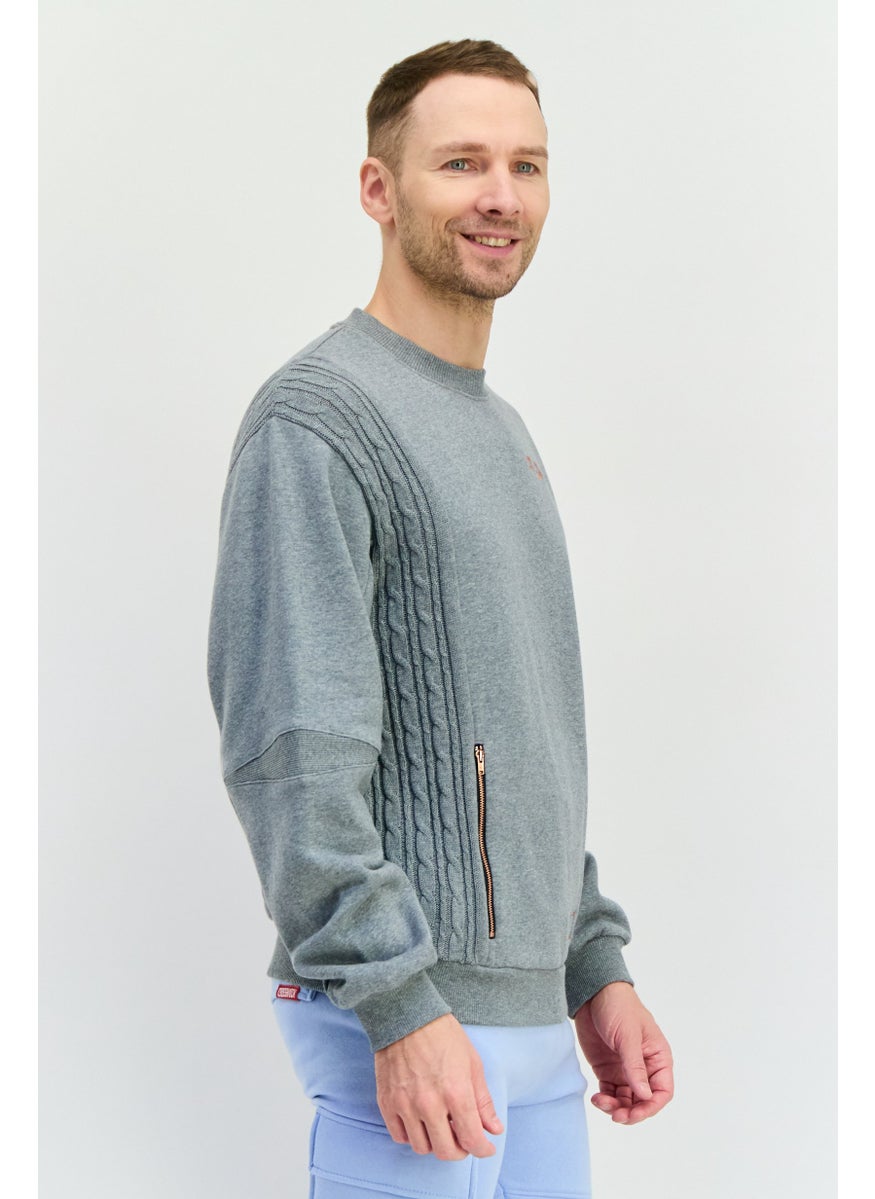 PUMA Men Sportswear Fit Long Sleeve Outdoor Sweatshirt, Grey  - Image 3