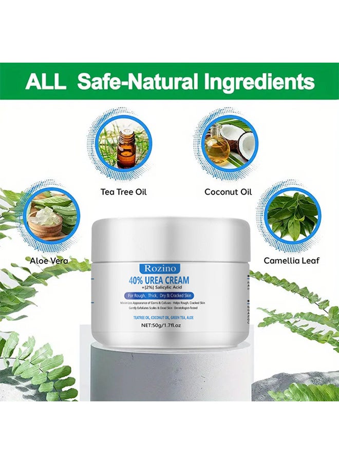 Rozino - 40% Urea Foot Hand Cream 50G For Dry Cracked Heels Best Callus Remover For Feet And Hands, Natural Moisturizes Nourishes Softens Dry Rough Cracked Dead Skin Hand And Feet Repair Cream - Image 1