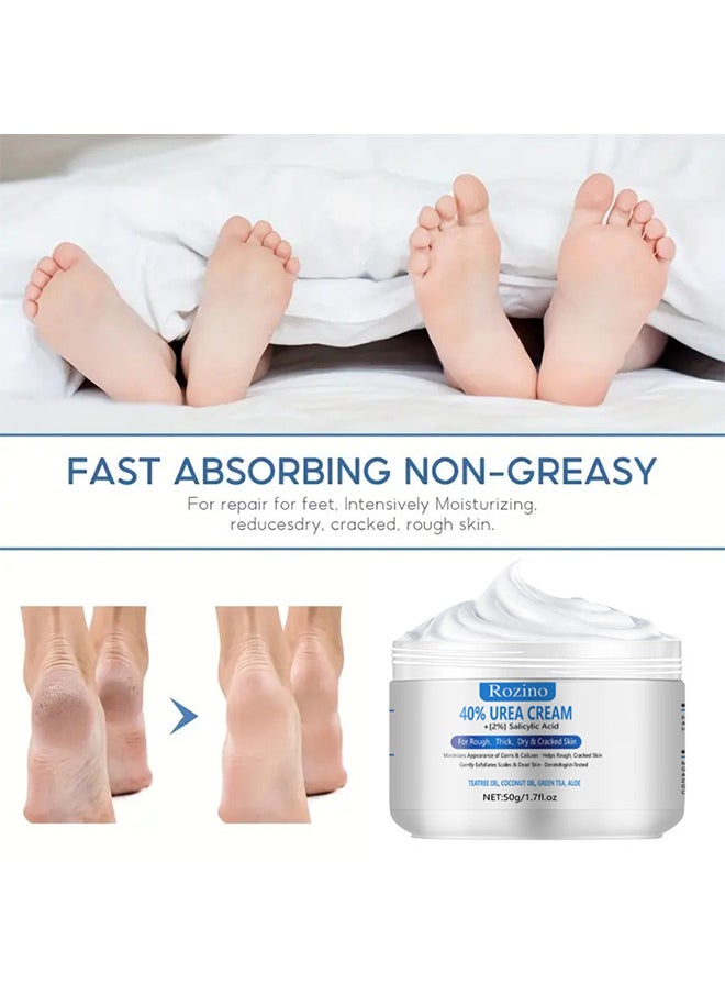 Rozino - 40% Urea Foot Hand Cream 50G For Dry Cracked Heels Best Callus Remover For Feet And Hands, Natural Moisturizes Nourishes Softens Dry Rough Cracked Dead Skin Hand And Feet Repair Cream - Image 1