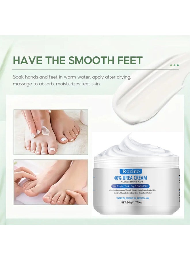 Rozino - 40% Urea Foot Hand Cream 50G For Dry Cracked Heels Best Callus Remover For Feet And Hands, Natural Moisturizes Nourishes Softens Dry Rough Cracked Dead Skin Hand And Feet Repair Cream - Image 1