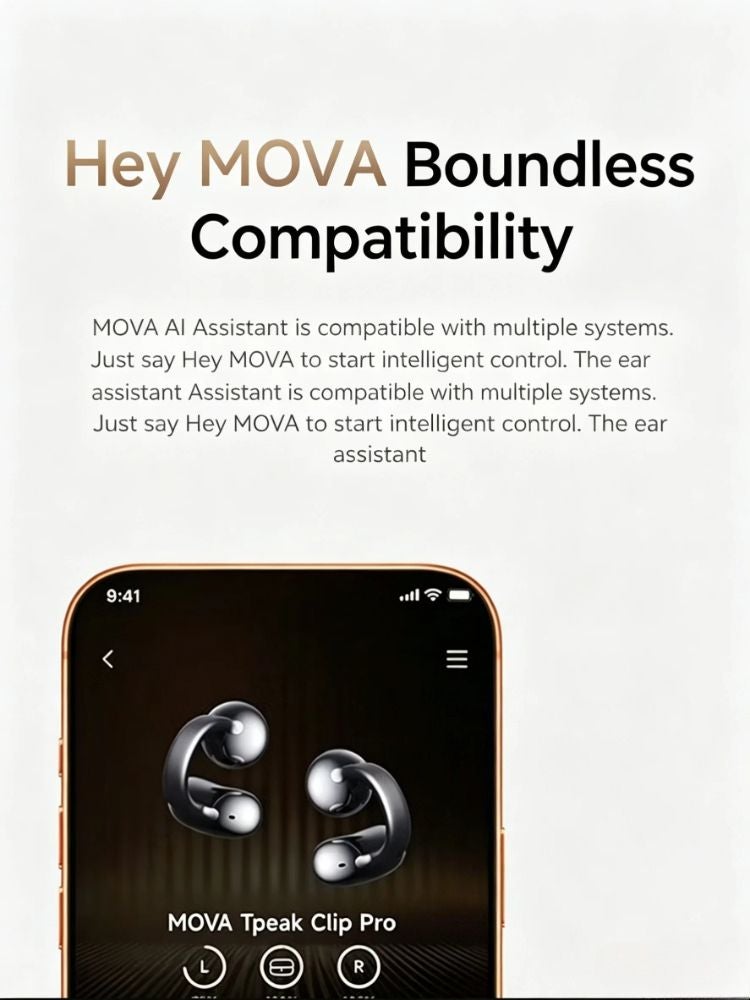 موفا سماعة لاسلكية Mova Tpeak Clip Pro Bluetooth Open-Ear Clip-On Earbuds, Gold - Image 4