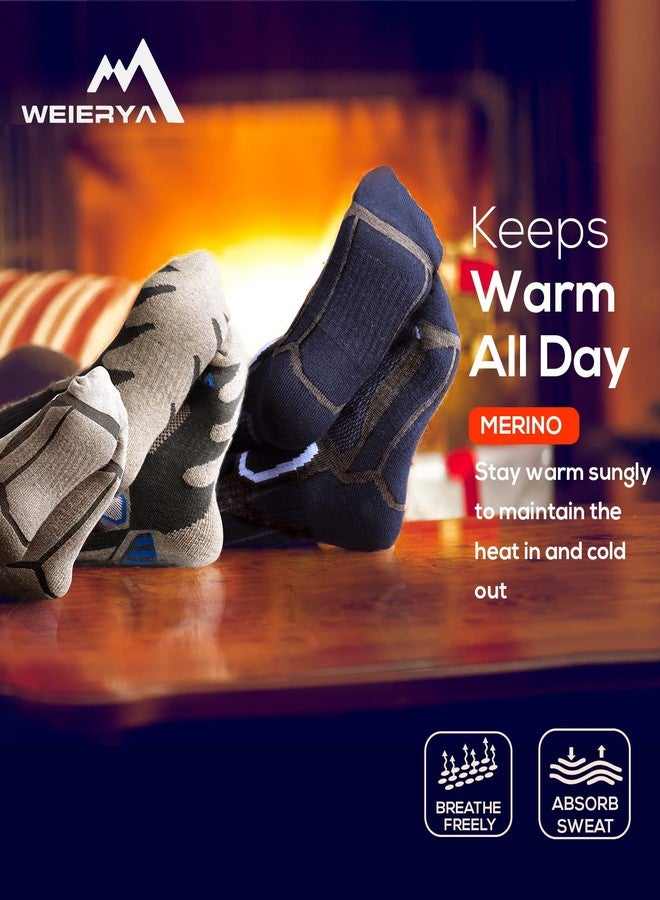 WEIERYA Merino Wool Ski Socks for Men & Women, Knee-High Winter Thermal Snowboarding Socks 3 - Pack Retro Grey Medium - Image 5