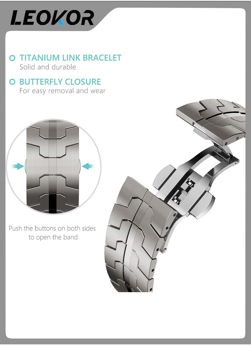 LEOKOR - Watch Band,Replacement Strap,for Apple Watch Ultra Band 42mm 44mm 45mm 49mm,Compatible with Apple Watch Series 9 8 7 6 5 4 3 2 1 SE SE2 for iWatch Ultra Wristband (Titanium Color） - Image 1