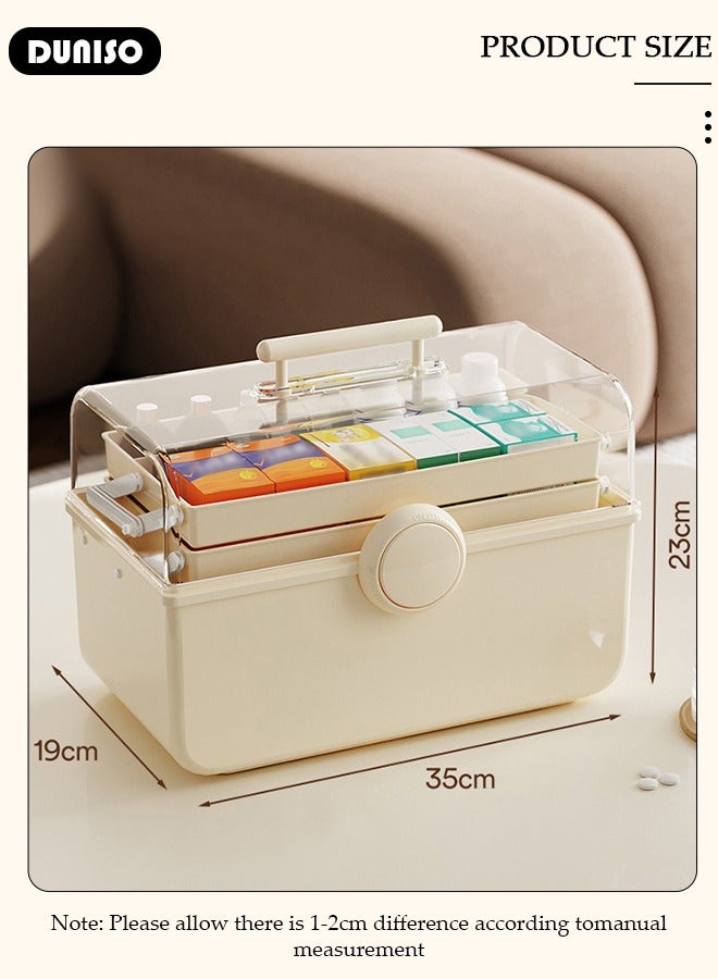 DUNISO 3-Layer Multipurpose Storage Box, Clear Plastic Hair Accessories Organizer, Portable First Aids Case Medicine Box with Handle Trays for Kids, Sewing Makeup Nail Hair Accessories, Home School Office - Image 4