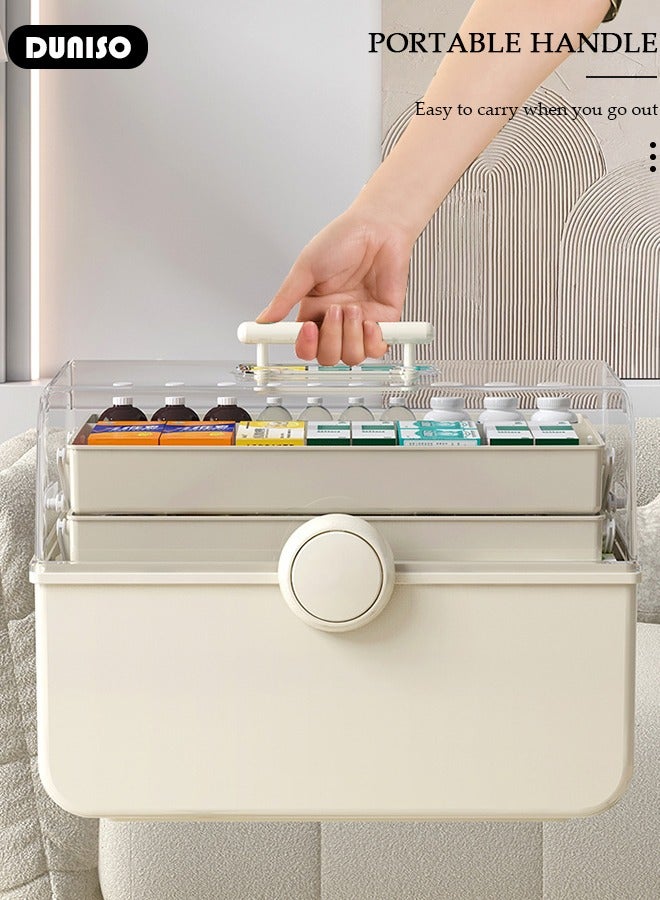 DUNISO 3-Layer Multipurpose Storage Box, Clear Plastic Hair Accessories Organizer, Portable First Aids Case Medicine Box with Handle Trays for Kids, Sewing Makeup Nail Hair Accessories, Home School Office - Image 5