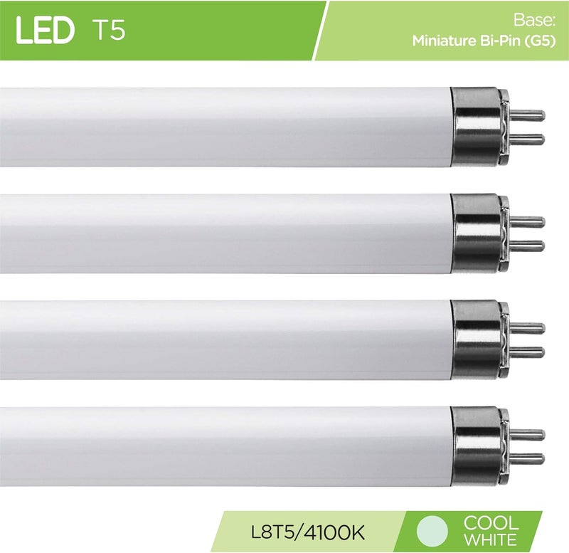 KOR Pack of 4 LED Direct Replacement F8T5CW  T5  5 Watt  12  500 Lumens  Super Long Life Light Bulbs  by KOR Cool White 4100K - Image 2
