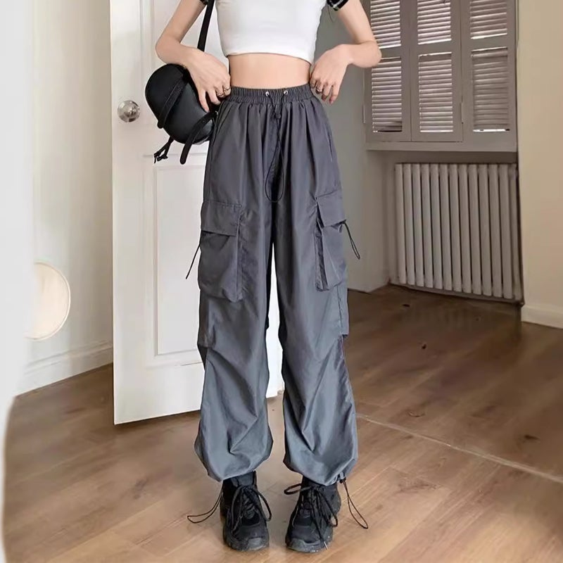 Foreign Trade Specially Designed for American Retro Workwear Casual Pants for Women in Summer, Versatile Straight-leg Drapedy Pants, Loose Wide-leg Pants Khaki - Image 5