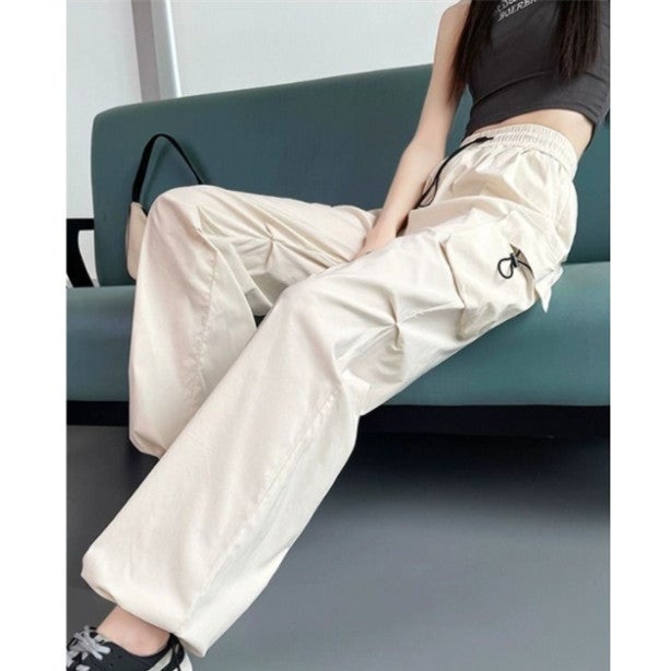 Foreign Trade Specially Designed for American Retro Workwear Casual Pants for Women in Summer, Versatile Straight-leg Drapedy Pants, Loose Wide-leg Pants Khaki - Image 3
