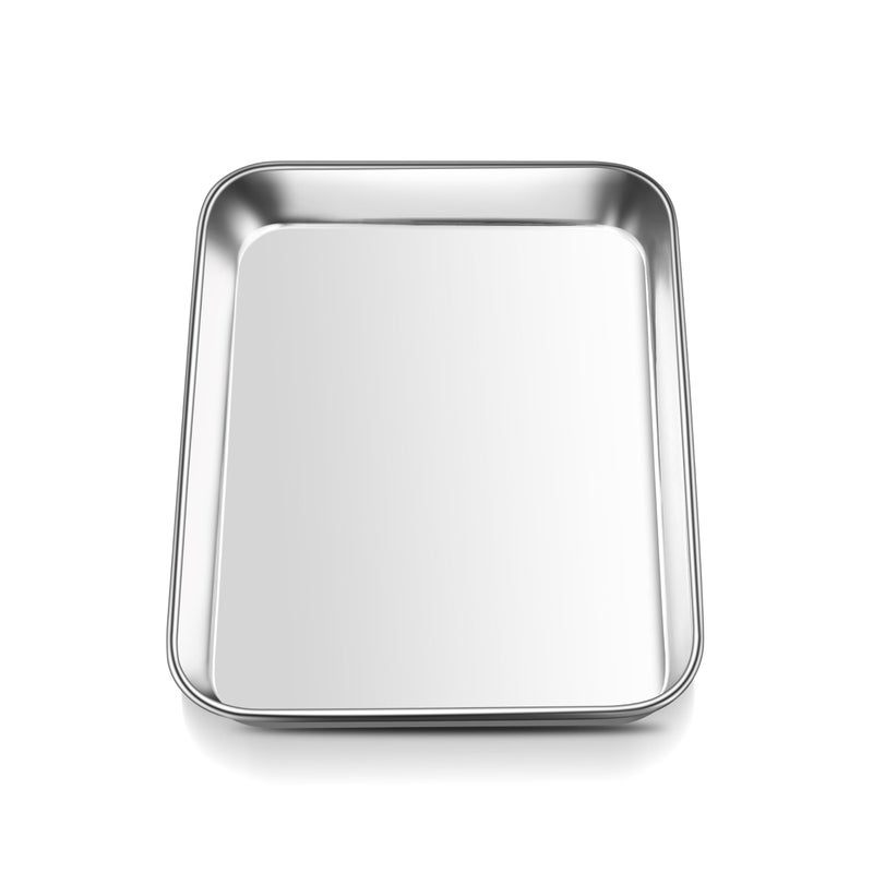 E-far Efar Mini Toaster Oven Tray 94x73 Stainless Steel Baking Cookie Sheet Small Nontoxic Metal Baking Pan for Cake Rust Free Warp Free Mirror Finish Dishwasher Safe 1 Pack - Image 2