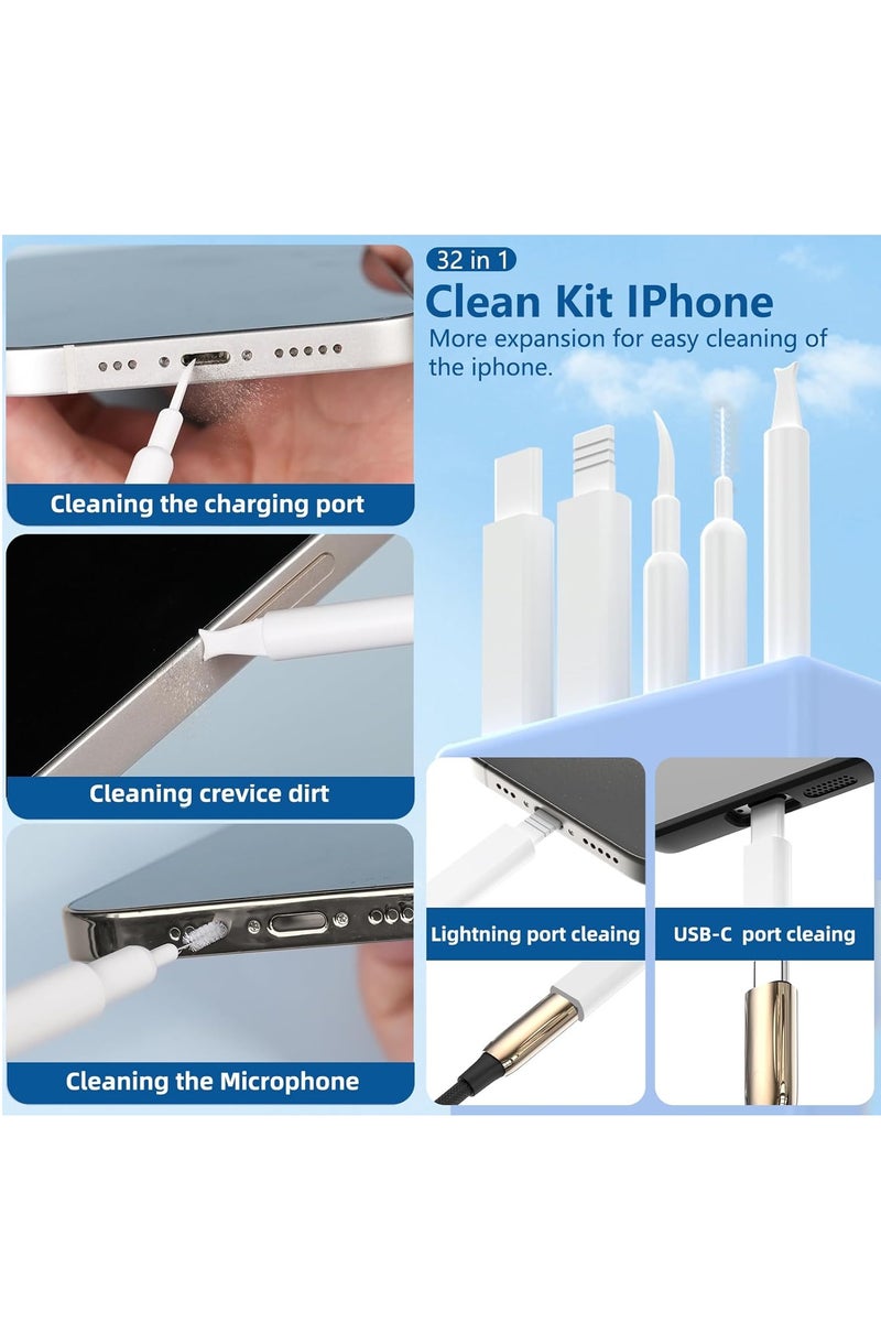 Necomi 32-in-1 Electronic Cleaner Kit, Portable Multifunctional Cleaning Tool, Cleaning kit with Charging Port Cleaner, Stylus Pen, SIM Tool, Keyboard Brush, Speaker Brush, Electronic Cleaning kit for iPhone, AirPods, iPad, Keyboard, MacBook, Earbud, Camera Lens - Image 3