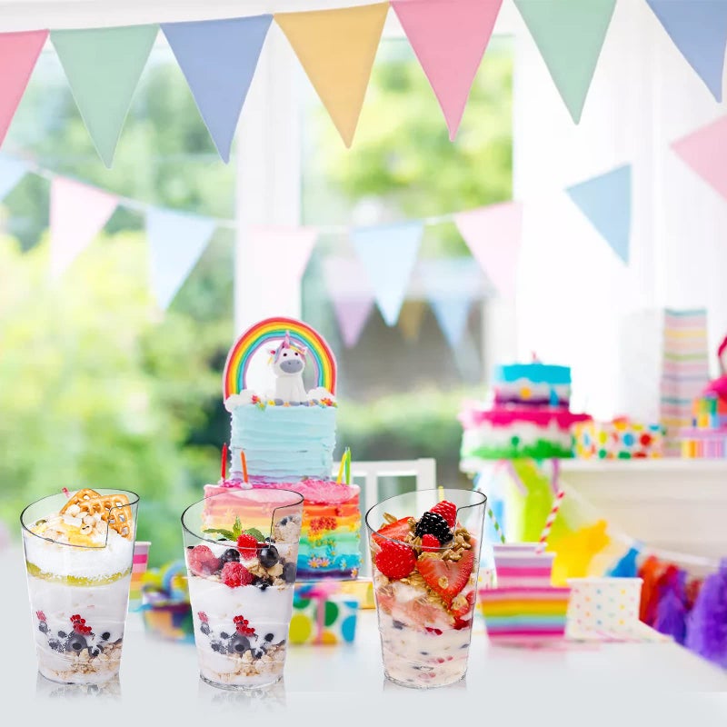 Fasmov فاسموف 100 عبوة أكواب حلوى صغيرة سعة 2 أونصة مع 100 ملعقة أكواب بارفيه بلاستيكية شفافة للحفلات التذوق للحلويات والمقبلات - Image 5