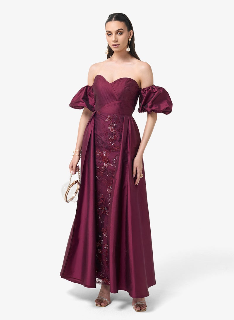 Threadz by Ajooni Shimmer Off-Shoulder Maxi Dress - Image 1