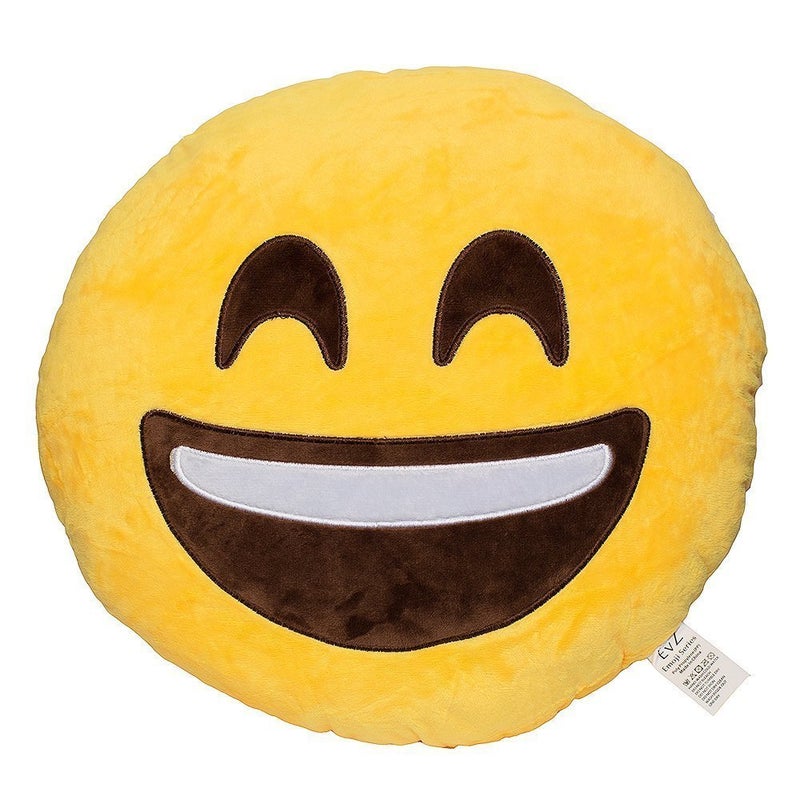 EvZ Emoji Smile Face Emoticon Cushion Stuffed Plush Soft Pillow, Official Certified, 32cm Yellow - Image 4