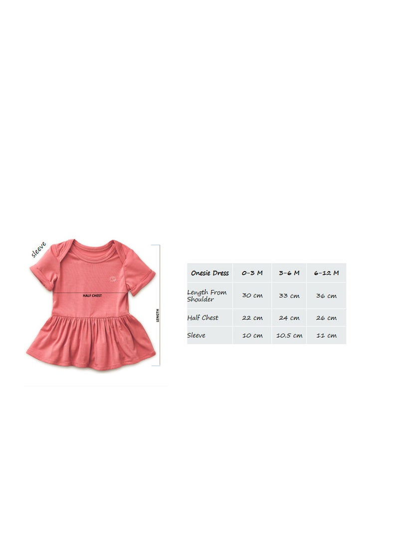 Anvi Baby Organic Bamboo Spandex Onesie Dress- Gift Set Girls- Peach/Sage/White  - Image 3