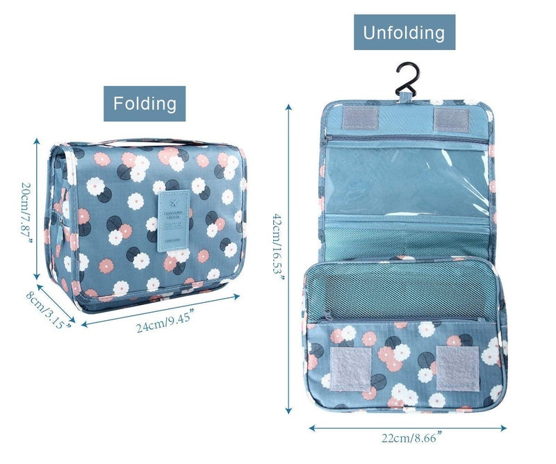 TS WITH TECHSUN Polyester Multifunctional Bra Innerwear Underwear Panties Organizer Bag Slide Portable Cosmetics Makeup Lingerie Toiletry Travel Bag Pouch (Flower Design Color), Blue - Image 3
