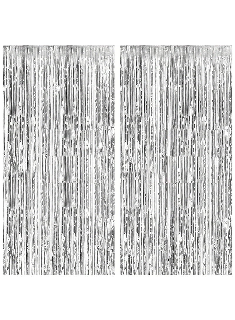 ستارة خلفية من رقائق معدنية فضية معدنية من رقائق معدنية بهرج ستائر فضية معدنية من رقائق معدنية لالتقاط الصور الفوتوغرافية في حفلات أعياد الميلاد والزفاف