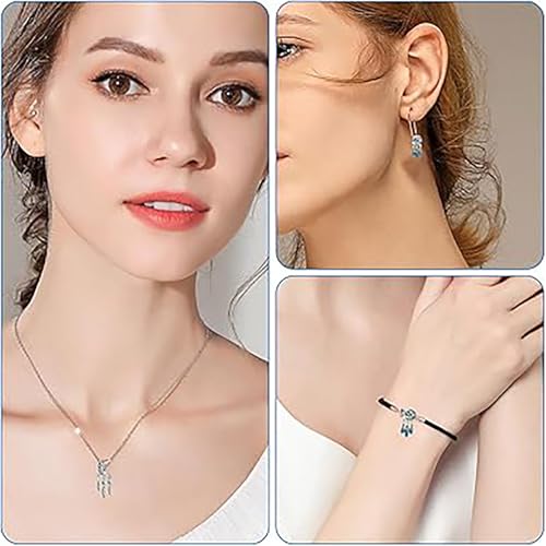 Indusoire 2 Pcs Bracelet Charms, Silver Alloy Beads with Blue Crystal Accents, Star and Moon Pendants for DIY Jewelry Making for Women - Image 4