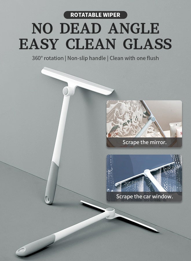 Window Squeegees Shower Wiper 360° Pivot Glass Cleaner with Hanging Hole 27cm Extra Wide Rubber Blade & Non-Slip Handle for Cars Kitchen Mirrors Windows - Image 2