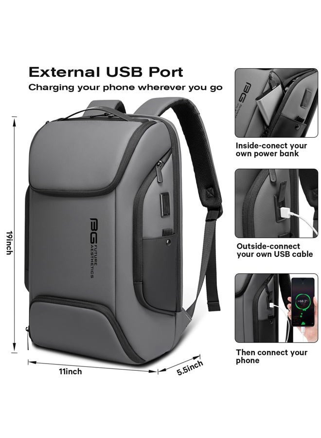 BANGE Business Laptop Smart backpack Can Hold 15.6 Inch Laptop Commute Backpack Carry on bag for men and women (Grey)  - Image 3