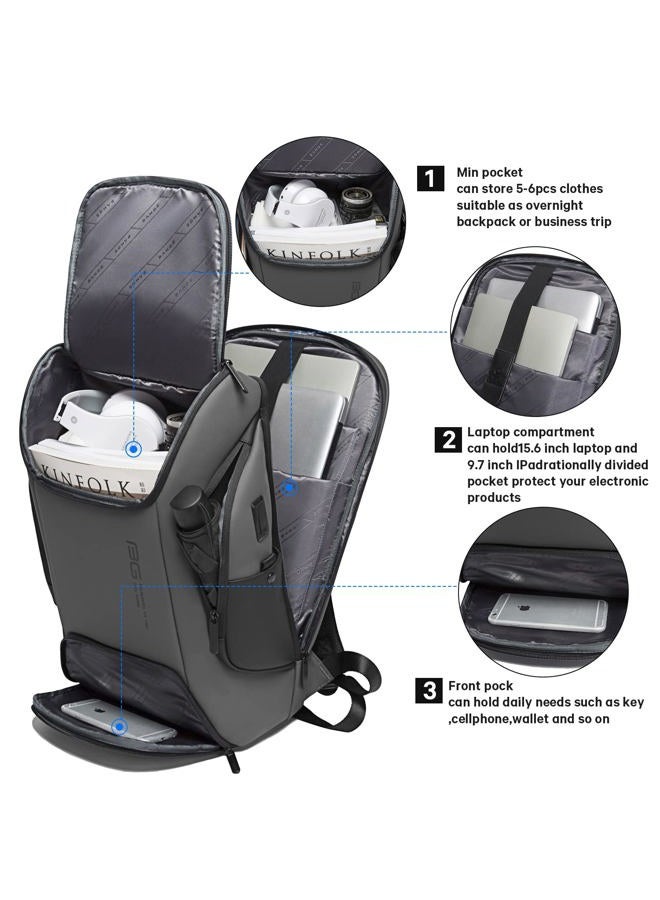 BANGE Business Laptop Smart backpack Can Hold 15.6 Inch Laptop Commute Backpack Carry on bag for men and women (Grey)  - Image 2