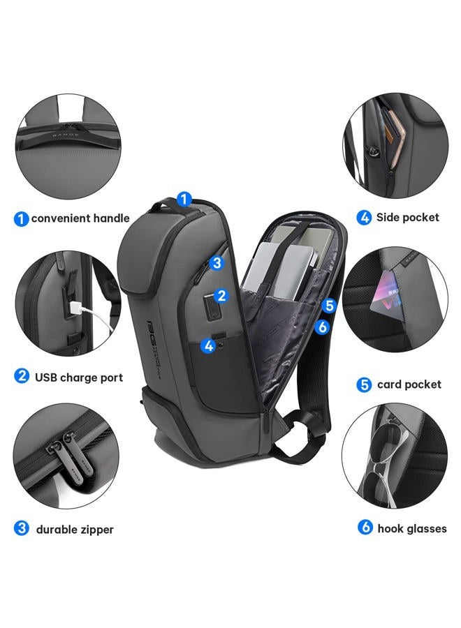 BANGE Business Laptop Smart backpack Can Hold 15.6 Inch Laptop Commute Backpack Carry on bag for men and women (Grey)  - Image 4