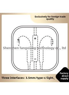 Generic Headphones For Apple 15 Huawei TYPE-C Mobile Phone Wire Control With Wheat Universal Wired Headphones Manufacturers Wholesale-Color: Capacitance Microphone Copper Ring (white General)  - Image 3