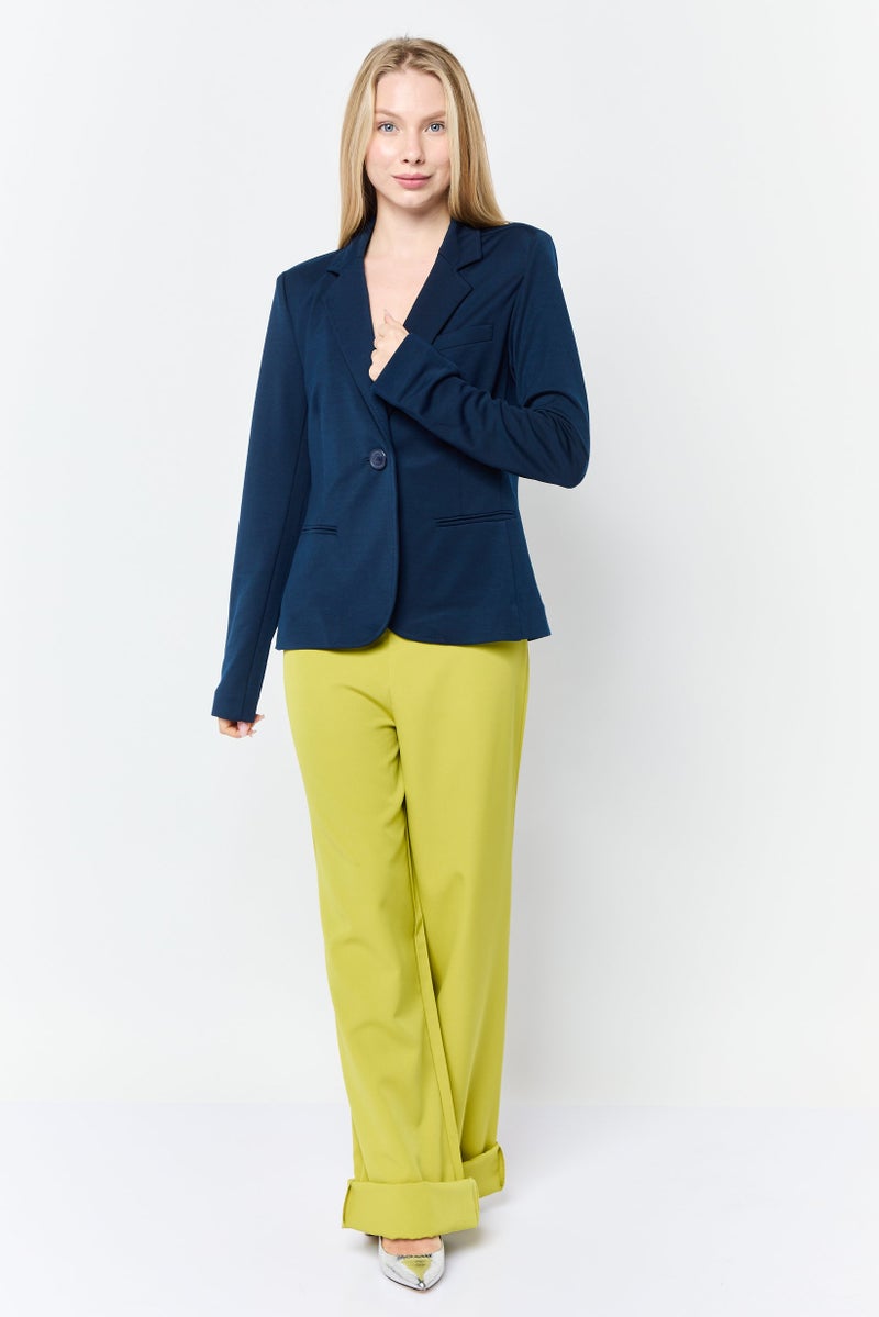 Juicy Couture Women Regular Fit Solid Semi-Formal Blazer, Navy  - Image 4