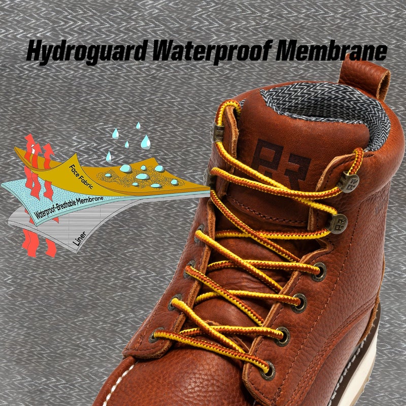 ROCKROOSTER Walker Waterproof Work Boots for Men, 6" Moc Soft Toe Comfort Wedge Rubber Boot, Arch Support Anti-Fatigue Asphalt Boot, Leather Insulated Safety Boots, Electric Hazard (SAP3602 US 10) - Image 5