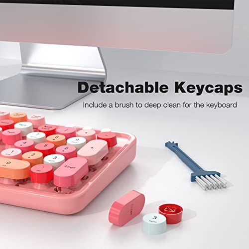 KNOWSQT Wireless Keyboard and Mouse Combo, Pink 104 Keys Full-Sized 2.4 GHz Round Keycap Colorful Keyboards, USB Receiver Plug and Play, for Windows, Mac, PC, Laptop, Desktop - Image 3