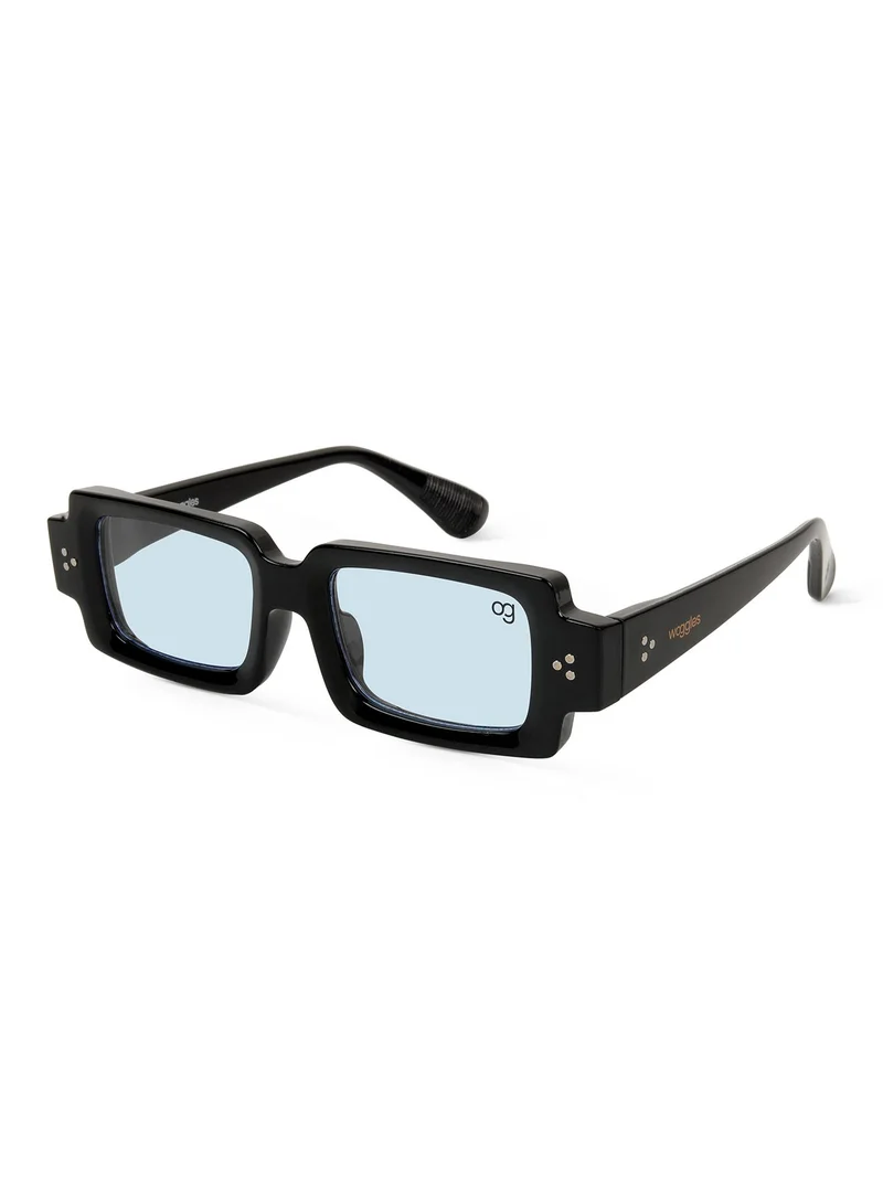 Woggles Designer Blue Rectangle Sunglasses| Men &amp; Women| 100% Uv Protection