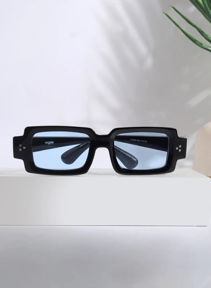 Woggles Designer Blue Rectangle Sunglasses| Men &amp; Women| 100% Uv Protection