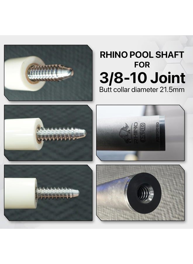 Rhino 30" / 3/8-10 قضيب بلياردو كربوني مفرد، رأس، 10.5 مم. تقنية انخفاض الانحراف، سلس للغاية، تدرج احترافي، سهل اللعب - Image 3