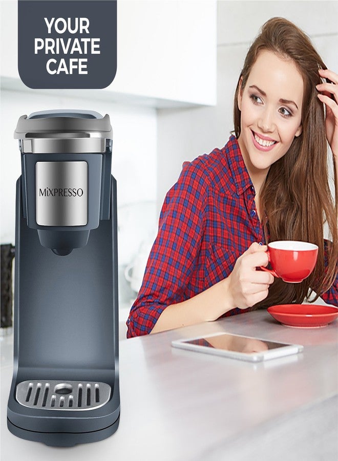 ماكينة تحضير القهوة Mixpresso لكوب واحد - تحضير سريع، وظيفة بلمسة واحدة، 12 أونصة، رمادية اللون - Image 4